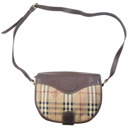 Vintage 90s Burberry Nova Check Leather Crossbody Bag | O/S, Brown