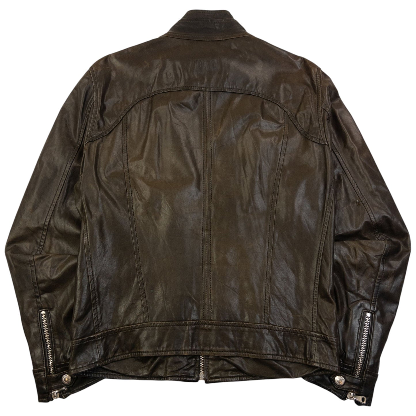 Vintage 2000s Dolce & Gabbana Zip Up Leather Jacket Size M | Medium, Brown