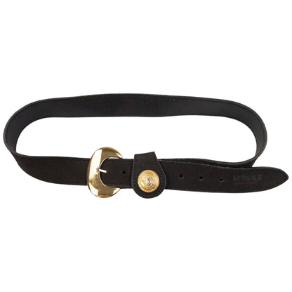 Vintage 90s Versace Jeans Couture Suede Leather Belt Size M | Medium, Brown