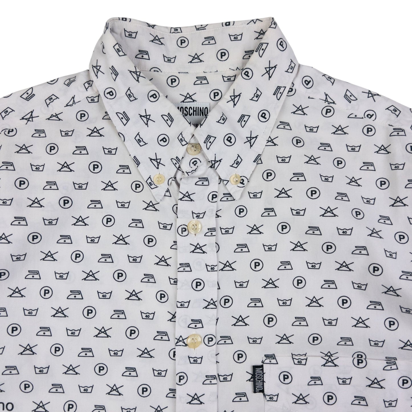 Vintage Moschino Jeans Monogram Washing Icon Button Up Shirt Size L