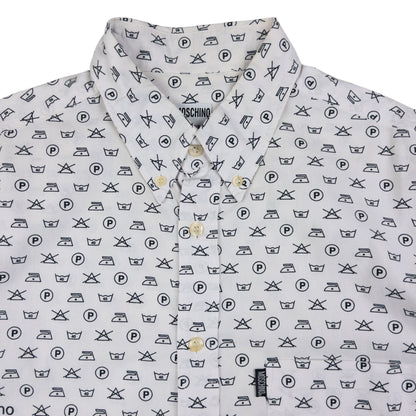 Vintage Moschino Jeans Monogram Washing Icon Button Up Shirt Size L