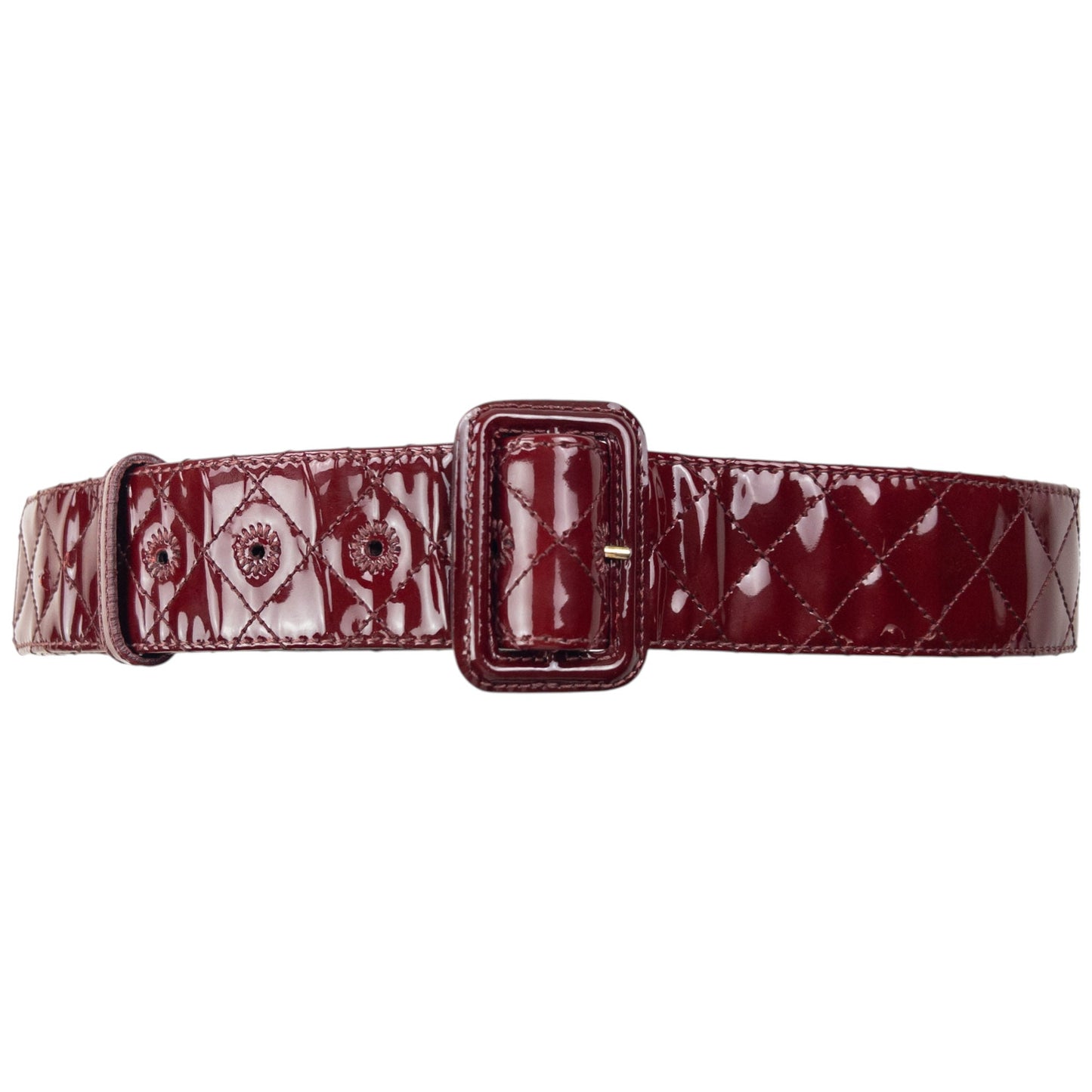 Vintage 2000s Burberry Quilted Patent Leather Belt Size L | O/S, Burgundy