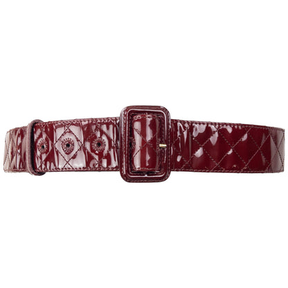 Vintage 2000s Burberry Quilted Patent Leather Belt Size L | O/S, Burgundy