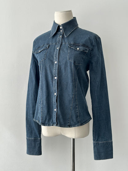 Versace Jeans Couture 2000s Bespoke Button Denim Shirt - M