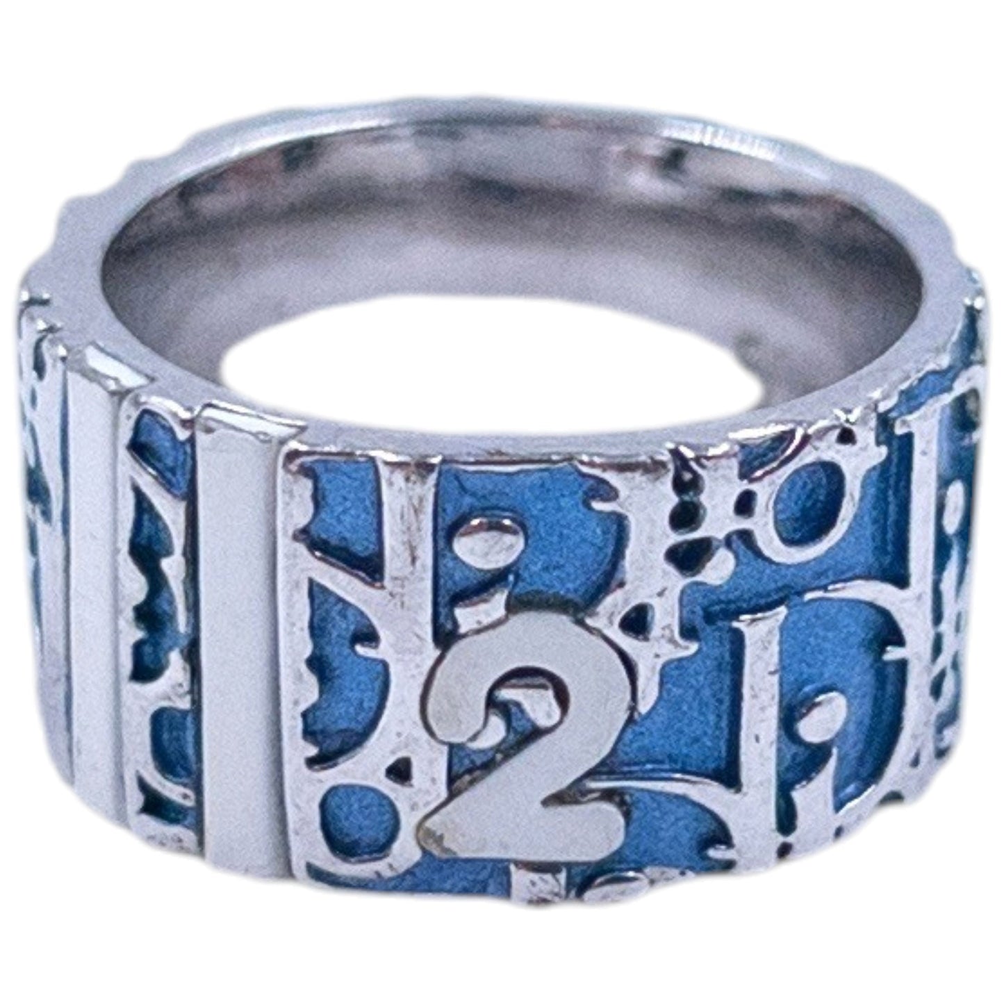 Vintage 2000s Dior By John Galliano Monogram Number Ring | O/S, Blue