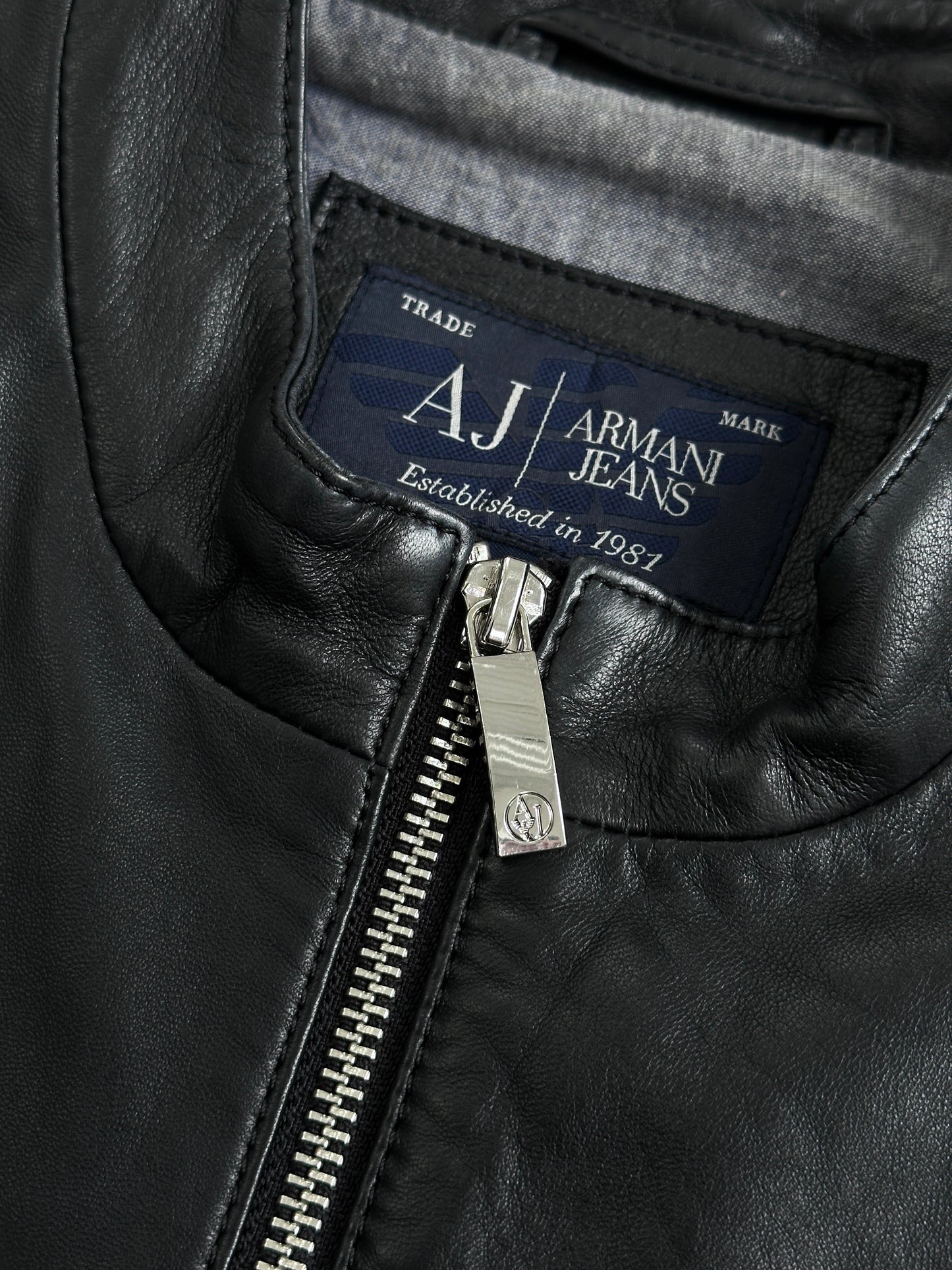 Armani Jeans Double Zip Leather Jacket - XS-S
