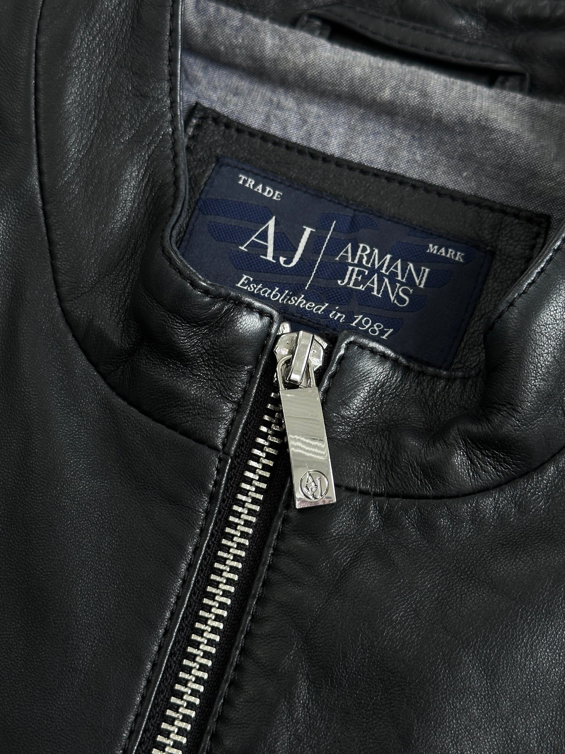 Armani Jeans Double Zip Leather Jacket - XS-S
