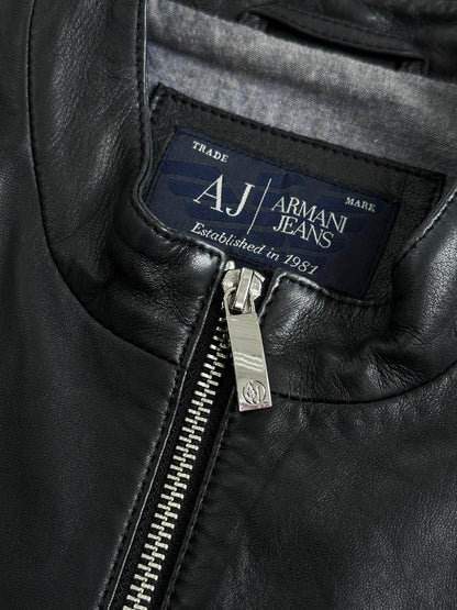 Armani Jeans Double Zip Leather Jacket - XS-S