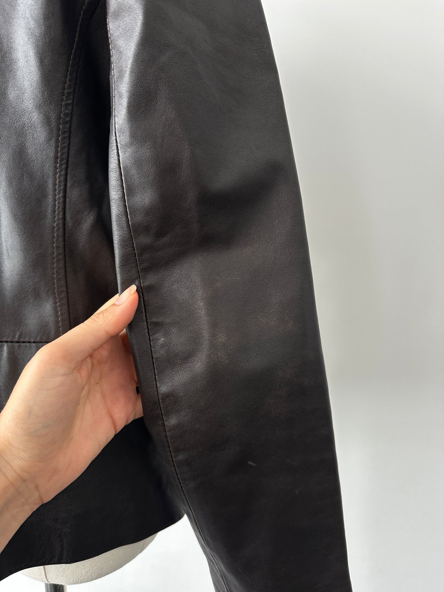 Vintage 1990s Double Zip Leather Jacket - S-M