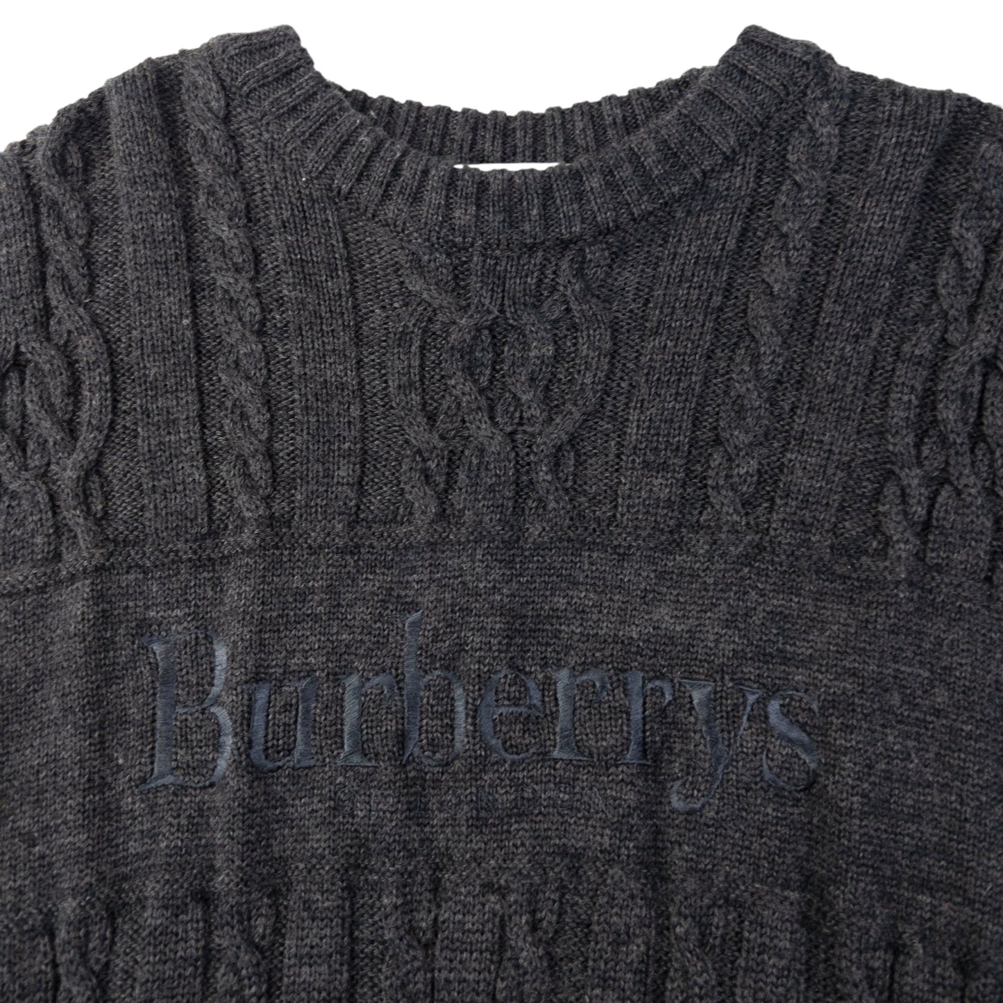 Vintage Burberry Embroidered Cable Knit Jumper Size M