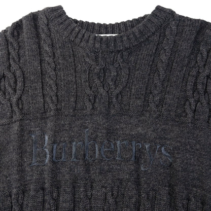 Vintage Burberry Embroidered Cable Knit Jumper Size M