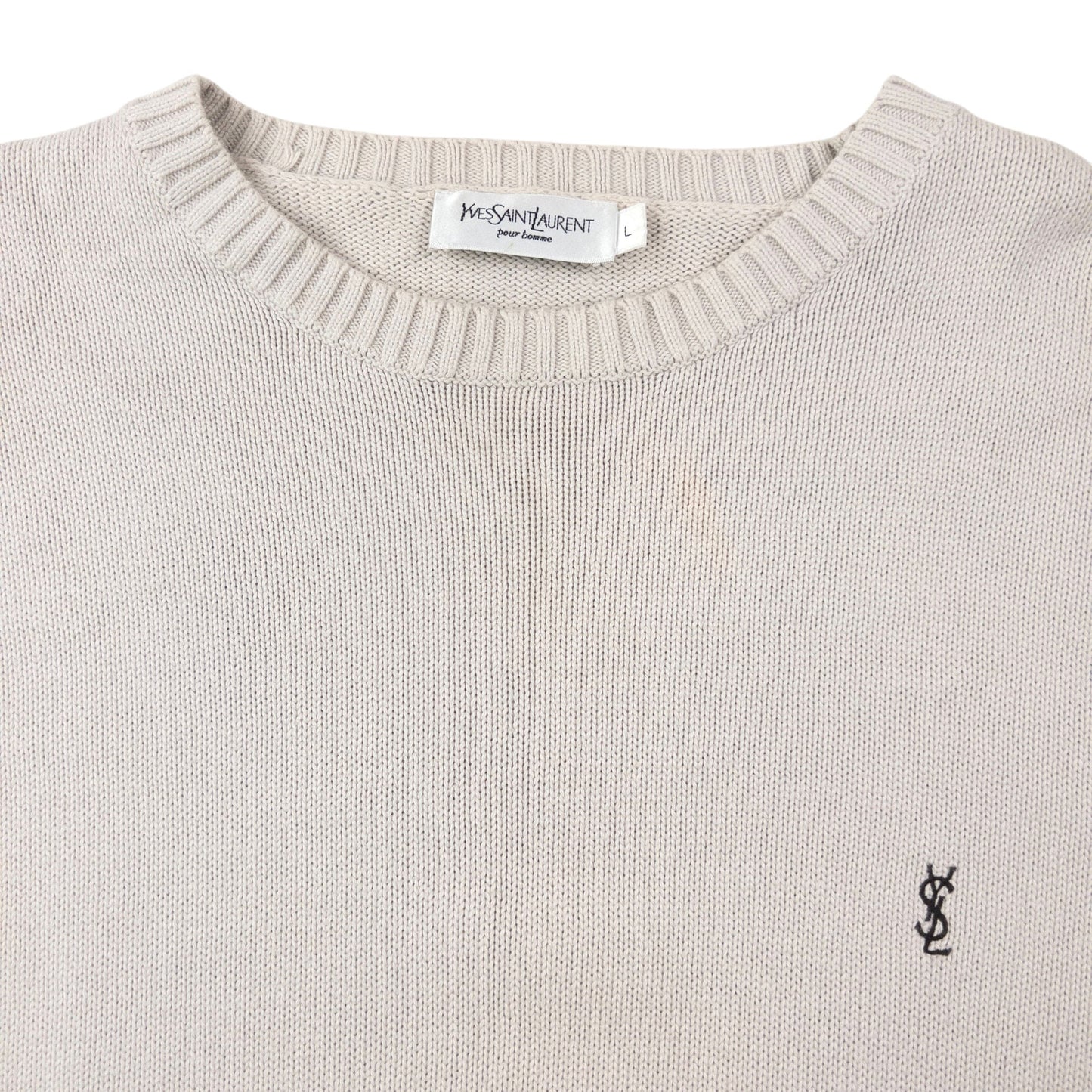 Vintage 2000s YSL Yves Saint Laurent Knit Jumper Size L | Large, Cream