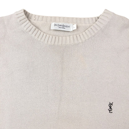 Vintage 2000s YSL Yves Saint Laurent Knit Jumper Size L | Large, Cream
