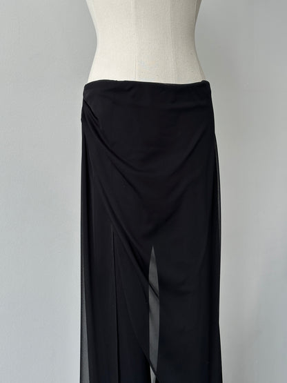 French Vintage 1990s Sheer Overlay Wide Leg Trousers - W26