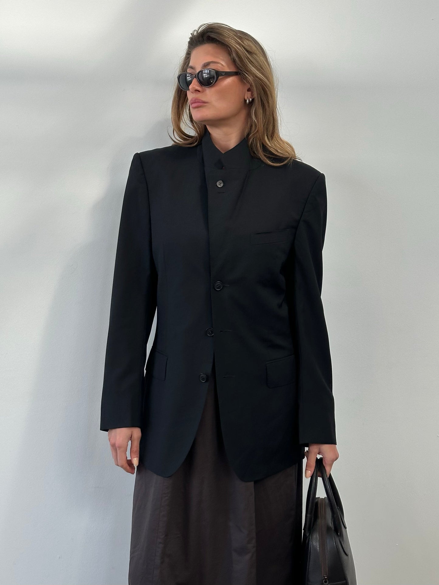 Yves Saint Laurent Rive Gauche 1990s Wool High Neck Blazer - S