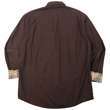 Vintage 2000s Burberry Nova Check Cuff Long Sleeve Button Up Shirt Size XL | XL, Brown