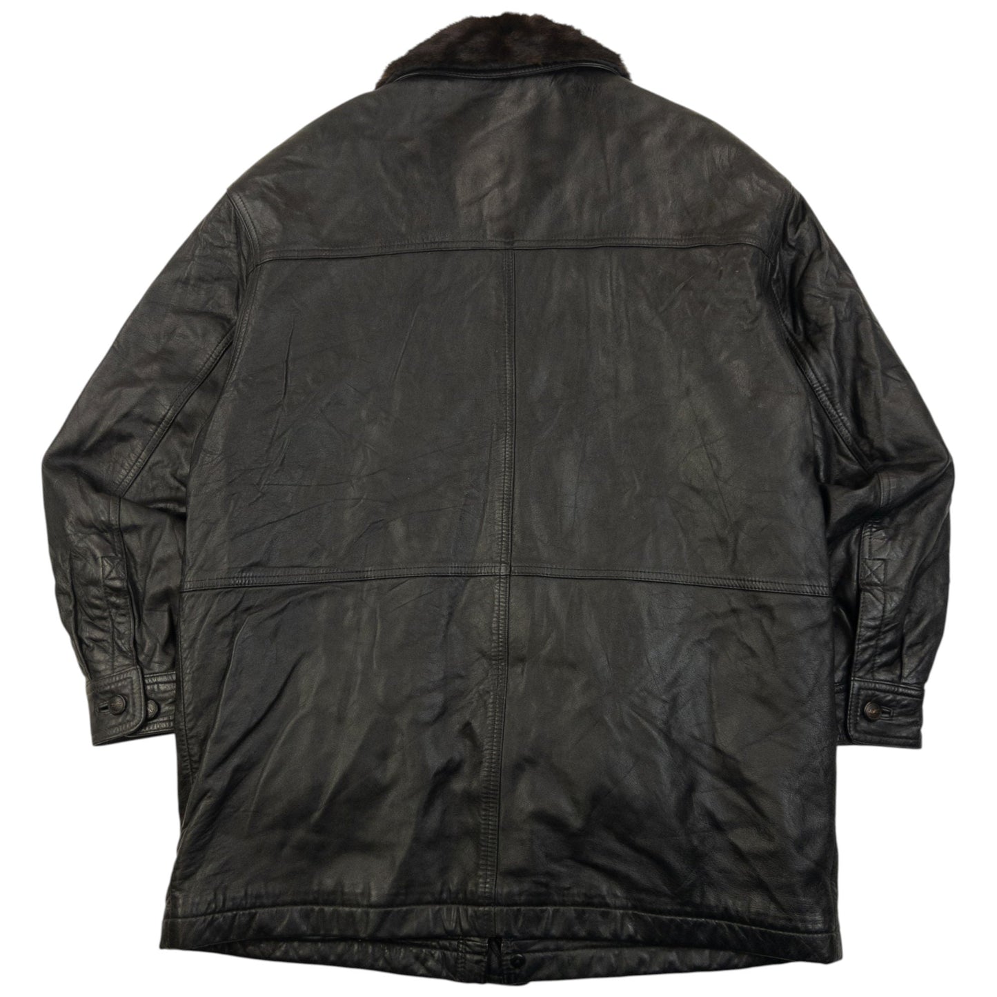 Vintage 90s YSL Yves Saint Laurent Fur Collar Leather Jacket Size L | Large, Black