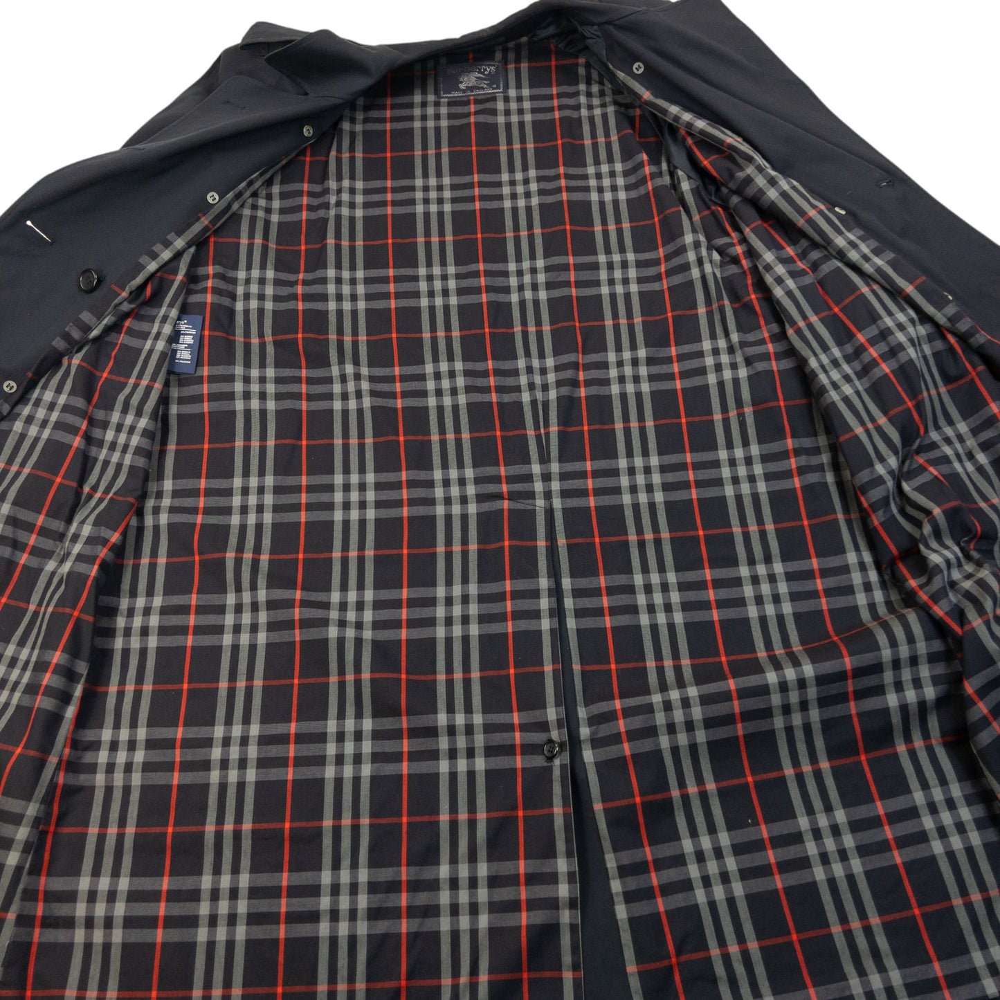 Vintage 90s Burberry Nova Check Lined Trench Jacket Size L | Large, Navy