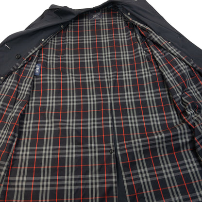 Vintage 90s Burberry Nova Check Lined Trench Jacket Size L | Large, Navy