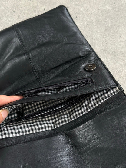 Vintage 1990s Flat Leather Crossbody Bag