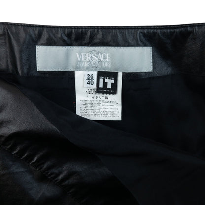 Vintage 2000s Versace Jeans Couture Faux Leather Mini Skirt Womens Size W26 | W26, Black