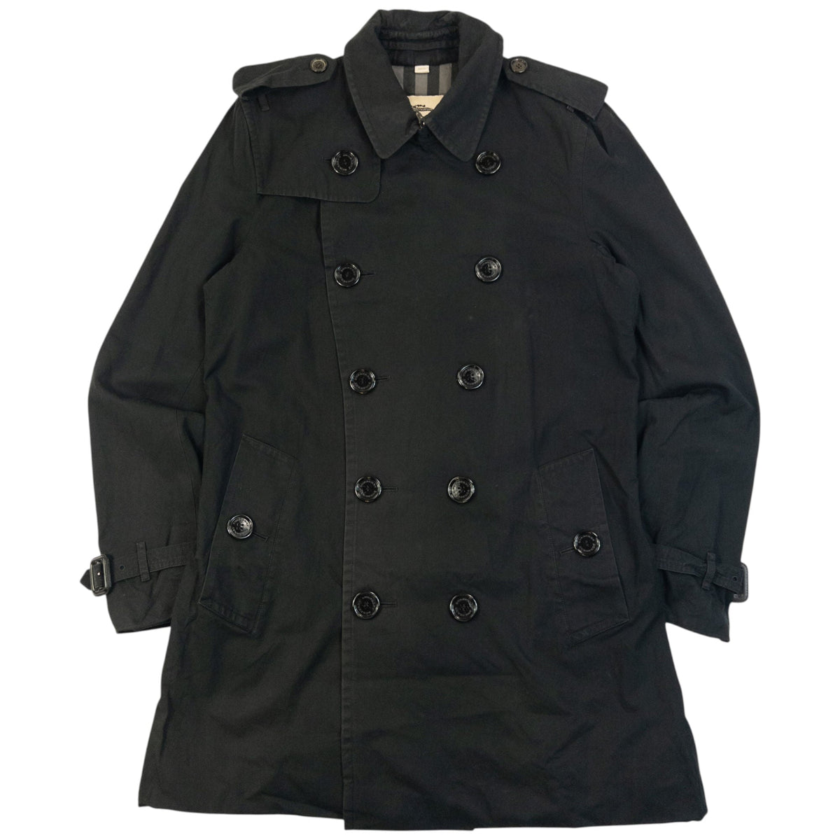 Vintage Burberry Nova Check Lined Trench Jacket Size S | Small, Black
