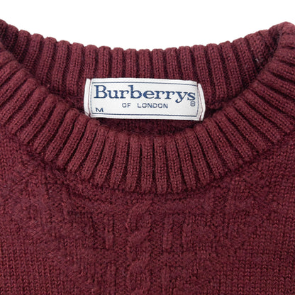 Vintage 90s Burberry Embroidered Knit Jumper Size XS | XS, Burgundy