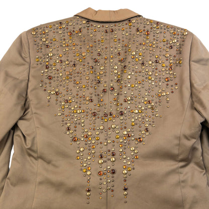 Vintage 2000s Dolce & Gabbana Embellished Blazer Jacket Size M | Medium, Brown