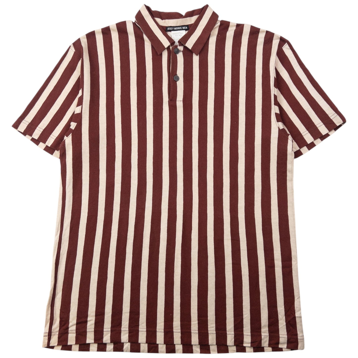 Vintage 2000s Issey Miyake MEN Striped Polo Shirt Size M | Medium, Brown