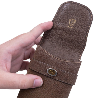 Vintage Gucci Monogram Leather Glasses Sleeve Case | O/S, Brown