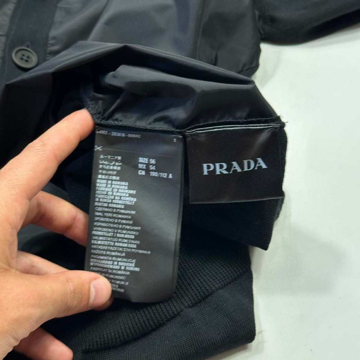 Prada Milano 2014 Red Tab Black Nylon Panelled Cardigan - IT56 (L/XL) | Large