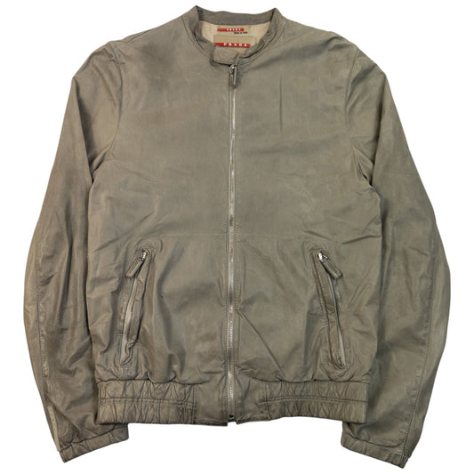 Vintage 2009 Prada Sport Zip Up Leather Jacket Womens Size M | Medium, Grey