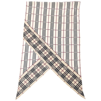 Vintage 2000s Burberry Nova Check Silk Scarf | O/S, Cream