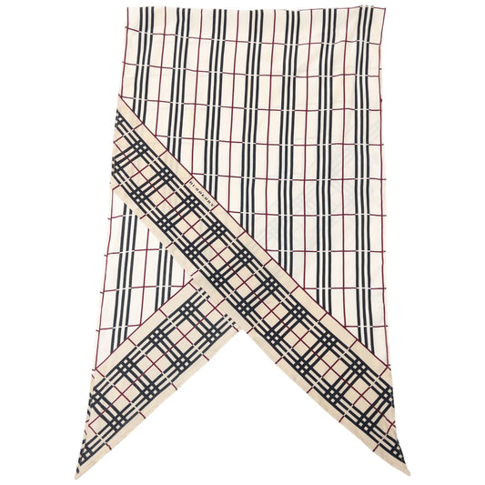 Vintage 2000s Burberry Nova Check Silk Scarf | O/S, Cream