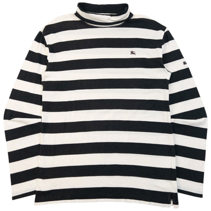 Vintage 2000s Burberry Black Label Striped Turtleneck Long Sleeve T Shirt Size S | Small, Multicoloured