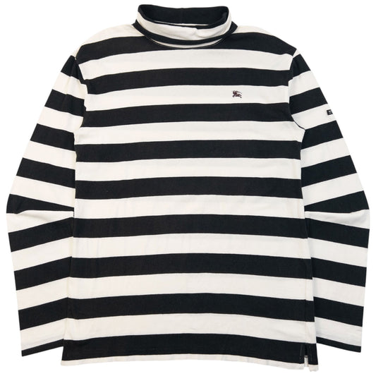 Vintage 2000s Burberry Black Label Striped Turtleneck Long Sleeve T Shirt Size S | Small, Multicoloured