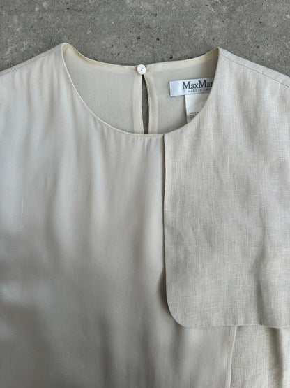 Max Mara 1990s Silk Linen Asymmetric Sleeveless Top - M