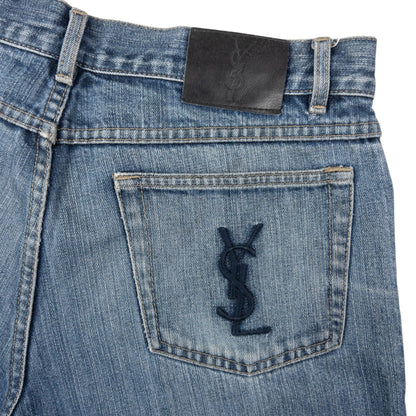 Vintage YSL Yves Saint Laurent Embroidered Denim Jeans Size W34 | W34, Blue