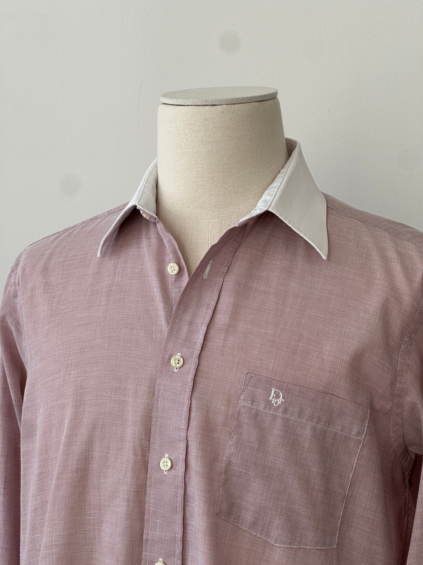 Christian Dior Chemises 1990s Contrast Collar Cotton Shirt - S