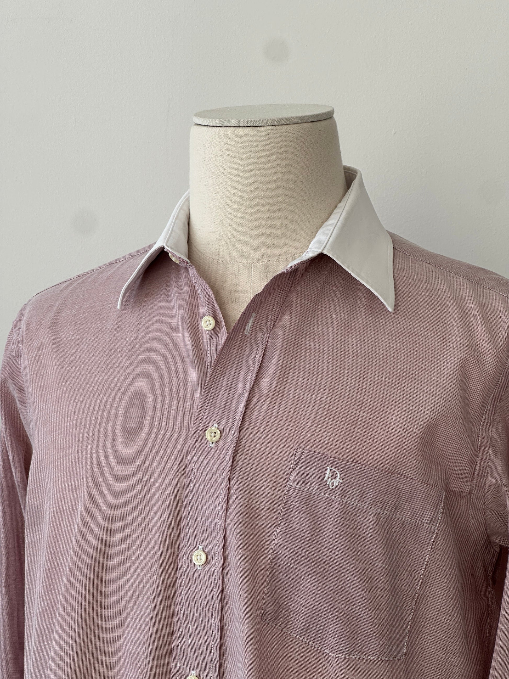 Christian Dior Chemises 1990s Contrast Collar Cotton Shirt - S
