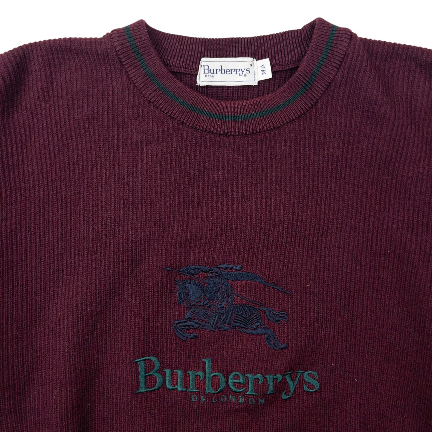 Vintage 90s Burberry Embroidered Wool Knit Jumper Size XS | XS, Multicoloured