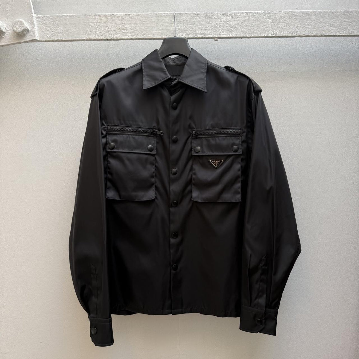 Prada Milano Re-Nylon Multi-Pocket Overshirt – Black (L) | Large, Black