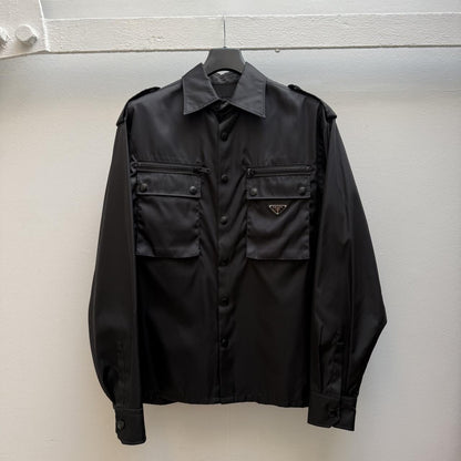 Prada Milano Re-Nylon Multi-Pocket Overshirt – Black (L) | Large, Black