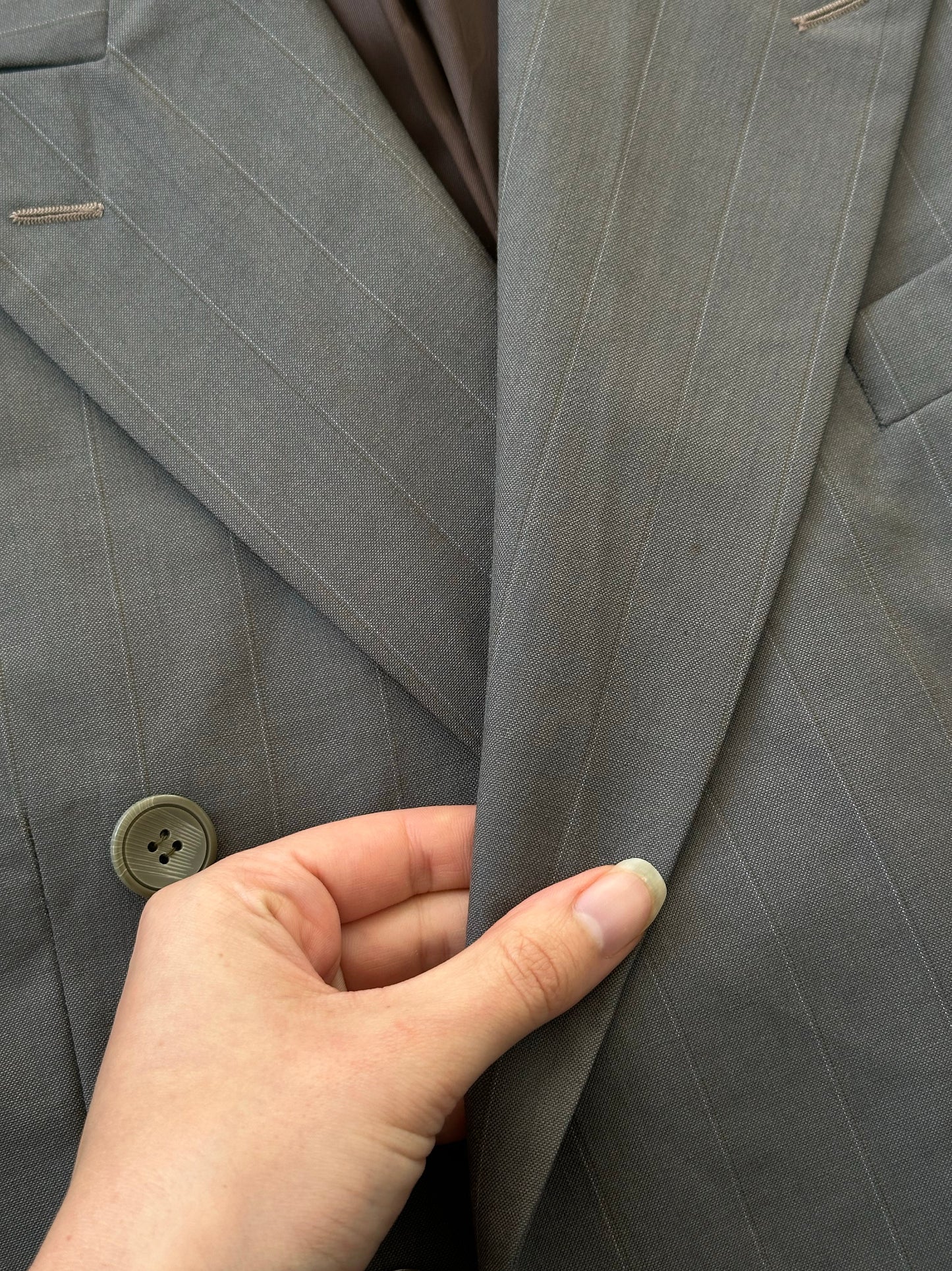 Yves Saint Laurent 1990s double-breasted wool blazer in navy, tailored fit, with classic lapels and vintage style.