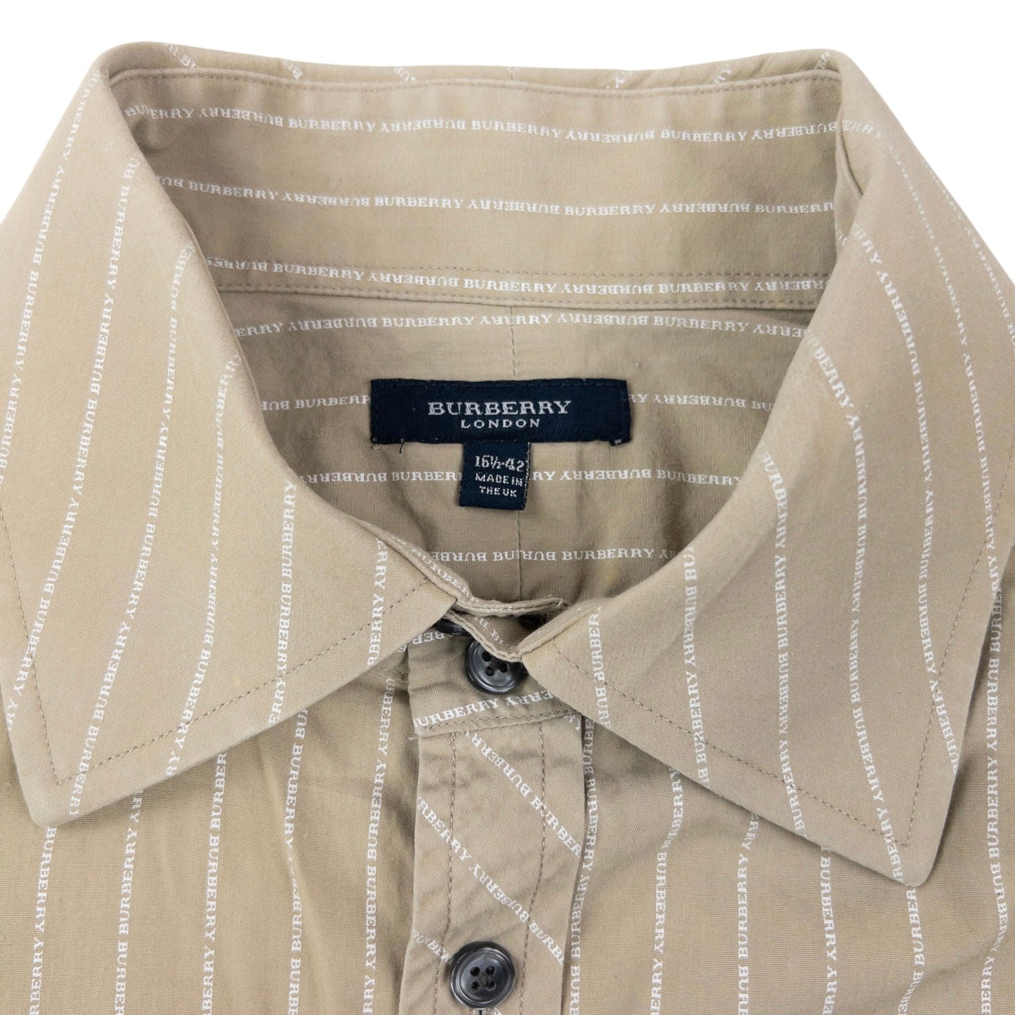 Vintage 2000s Burberry Monogram Long Sleeve Button Up Shirt Size L | Large, Beige