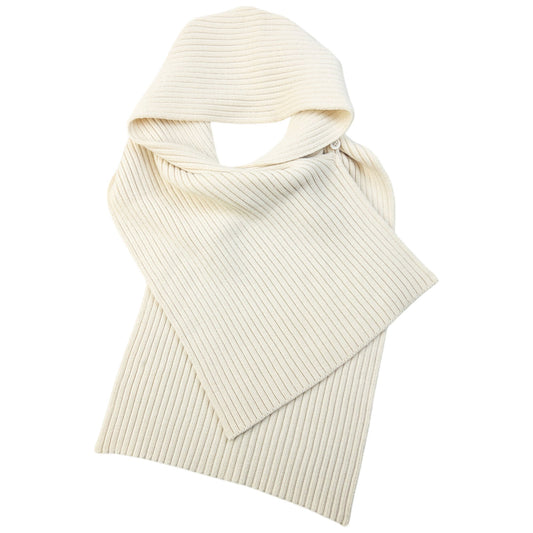 Vintage 90s Yohji Yamamoto Ribbed Knit Scarf | O/S, Cream