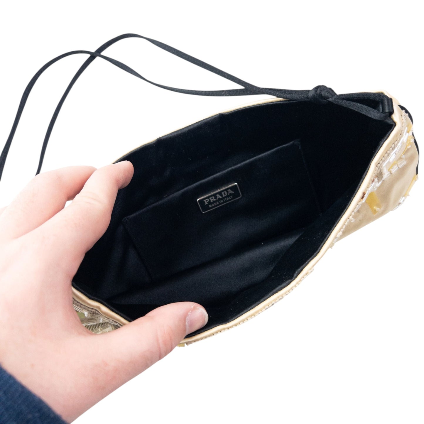 Vintage 2000s Prada Sequin Embellished Shoulder Bag | O/S, Black