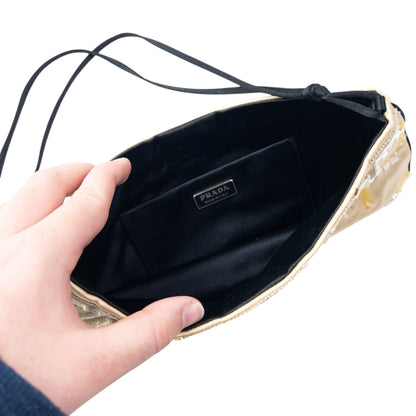 Vintage 2000s Prada Sequin Embellished Shoulder Bag | O/S, Black