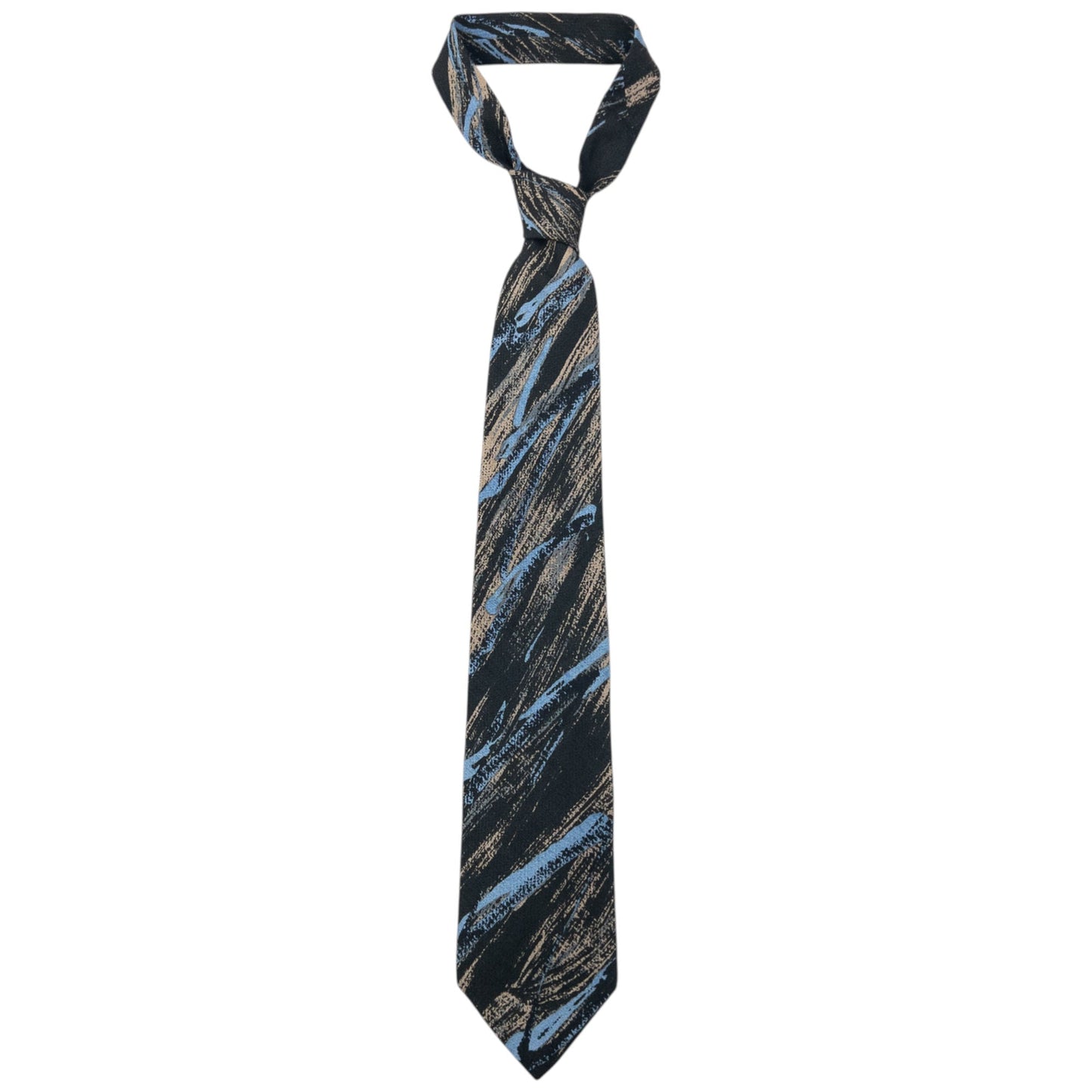 Vintage Issey Miyake Pattern Silk Tie | O/S, Black, Blue, Beige