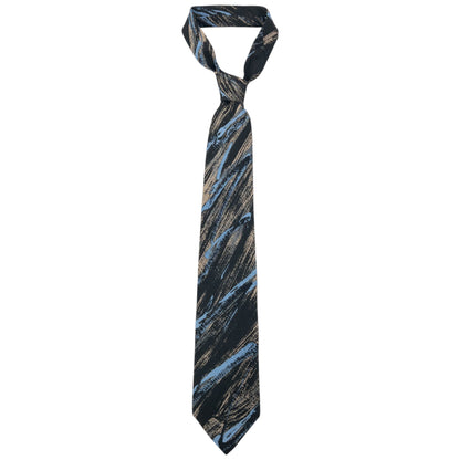 Vintage Issey Miyake Pattern Silk Tie | O/S, Black, Blue, Beige